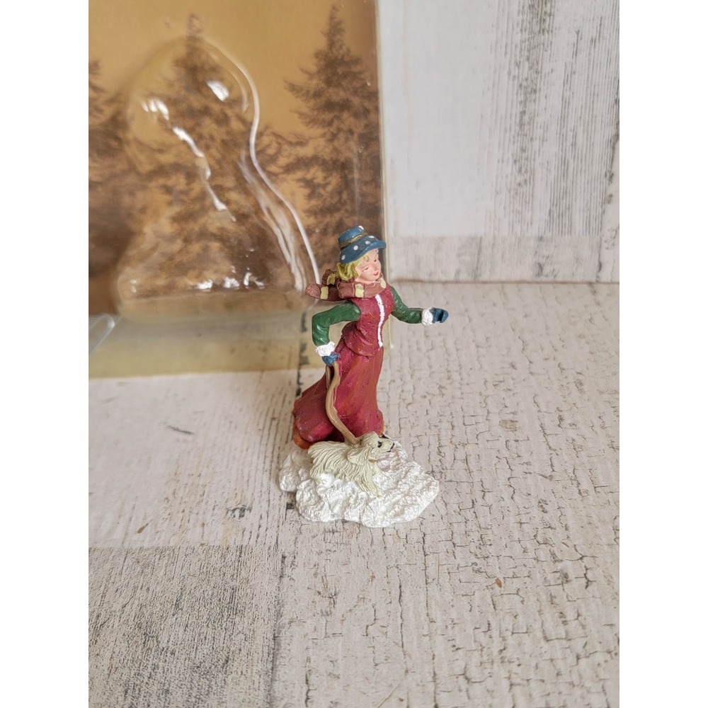Enchanted Forest dog walk woman Victorian vintage Village accessory Xmas